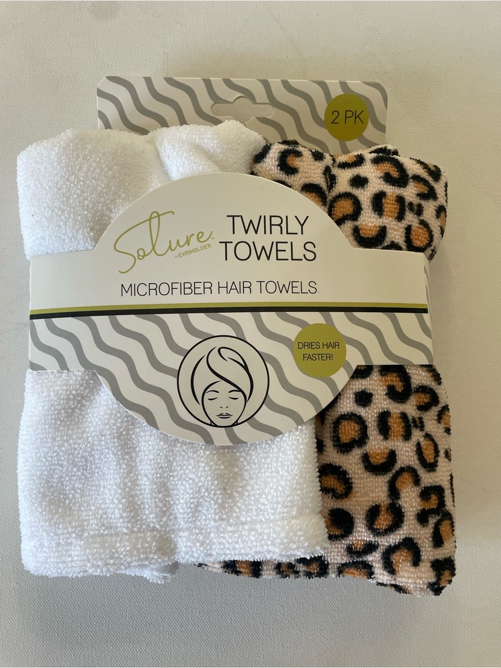 2 PK Microfiber Hair Turban Head Towels Leopard Print